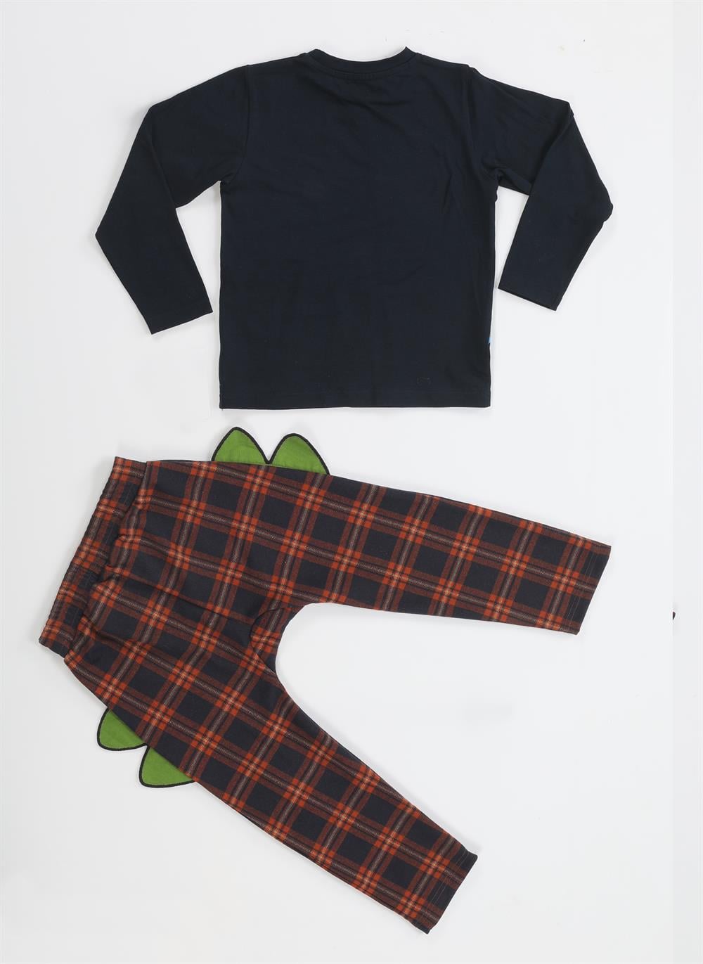 Ekose Muzip Dino Pantolon + T-shirt Takım - Casabony Kids