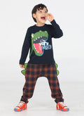 Ekose Muzip Dino Pantolon + T-shirt Takım - Casabony Kids