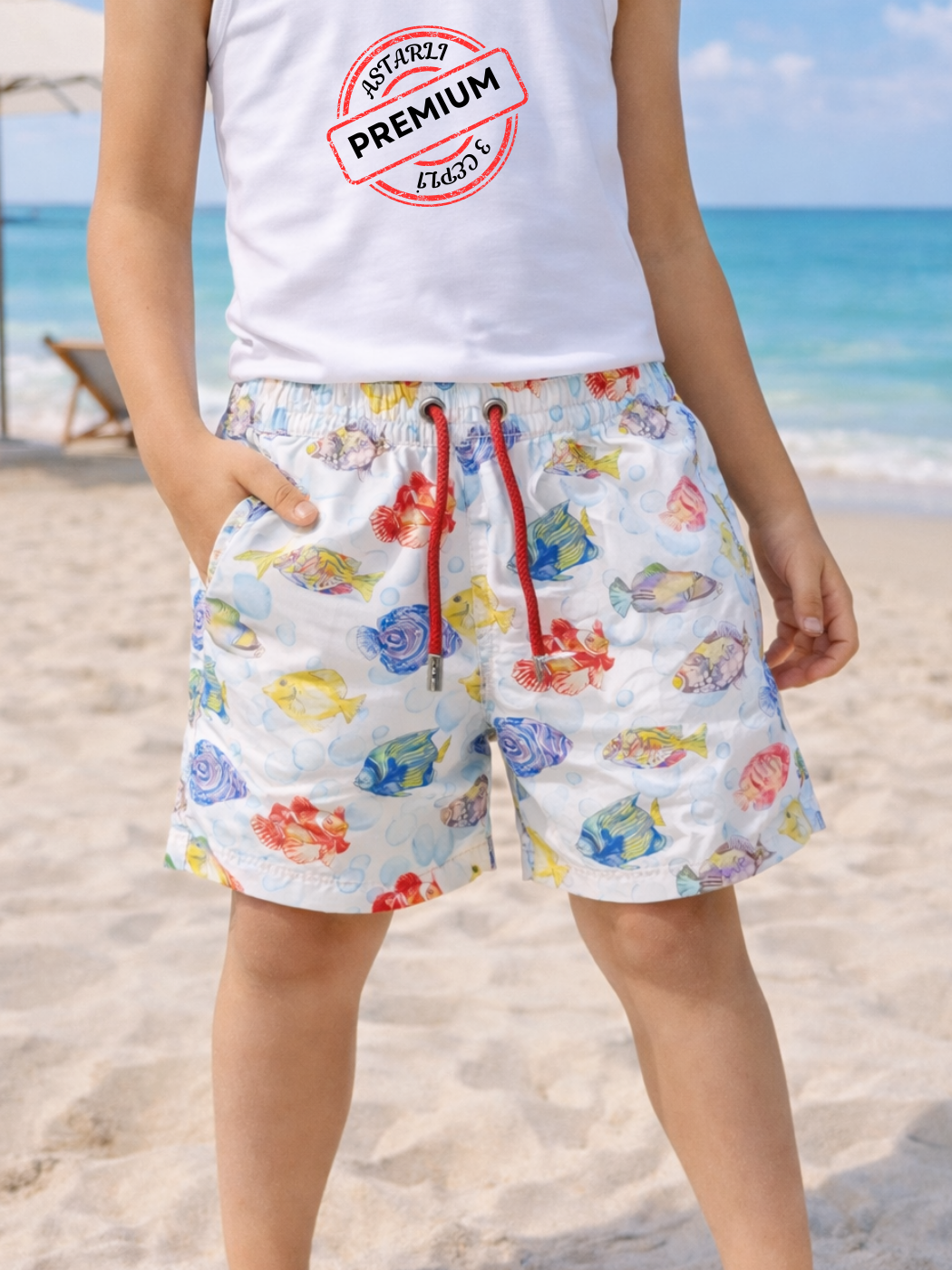 Fisher Erkek Çocuk Desenli Deniz Şort - Casabony Kids