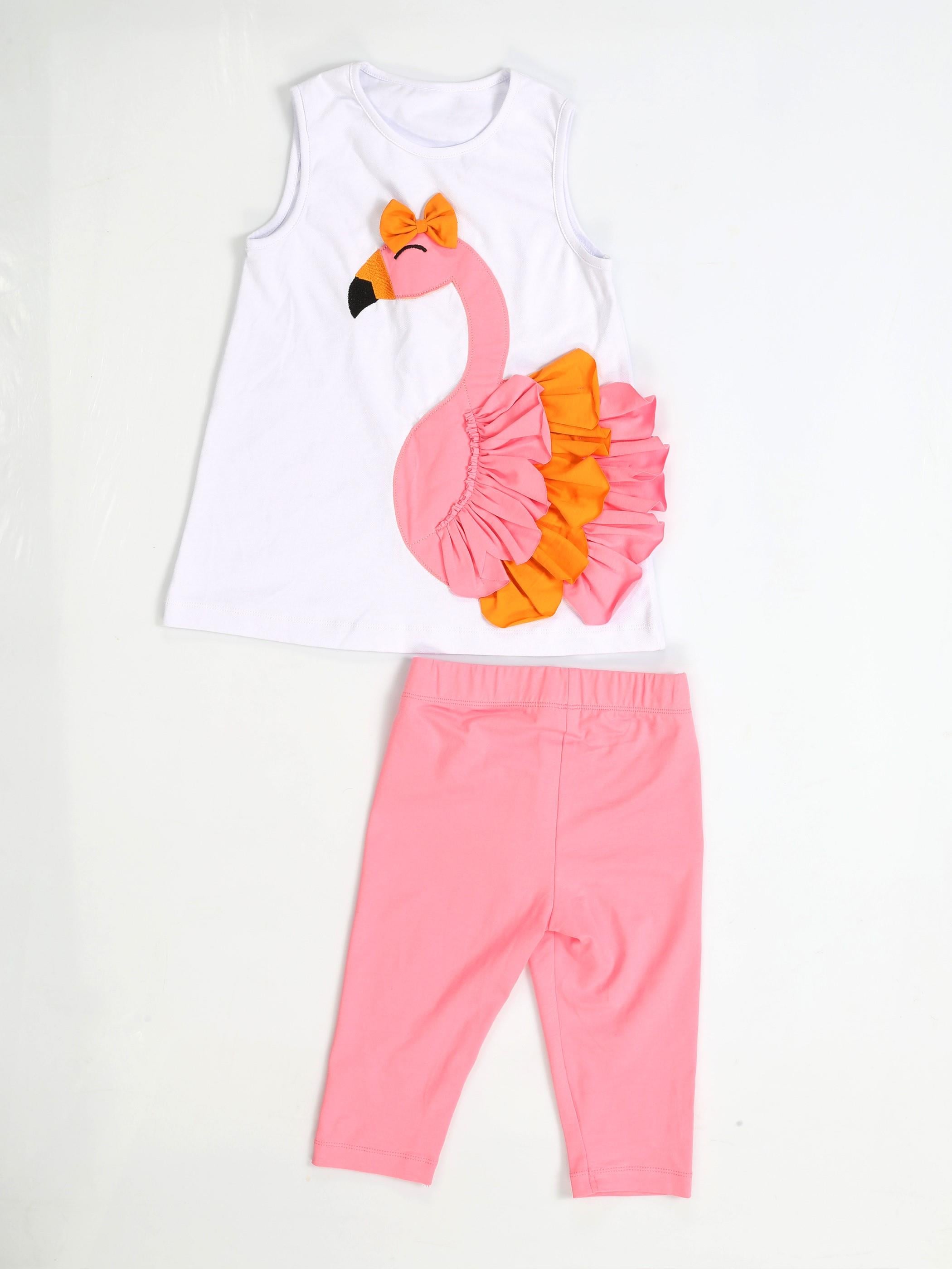 Flamingo Fırfırlı Tunik Takım - Casabony Kids