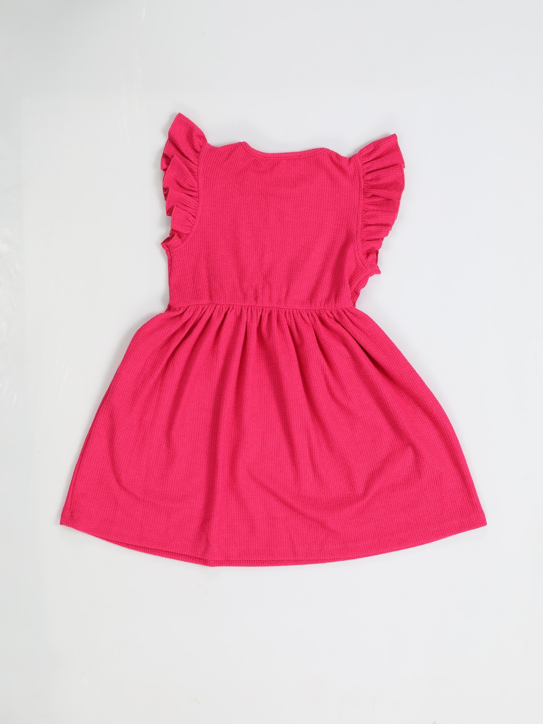 Fuşya Çiçekli Kız Çocuk Elbise - Casabony Kids