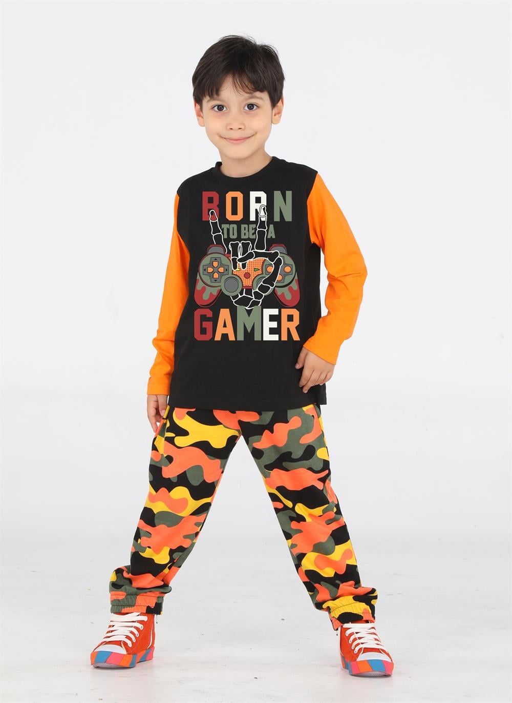 Gamer Erkek Çocuk Kamuflaj Pantolon + T-shirt Takım - Casabony Kids
