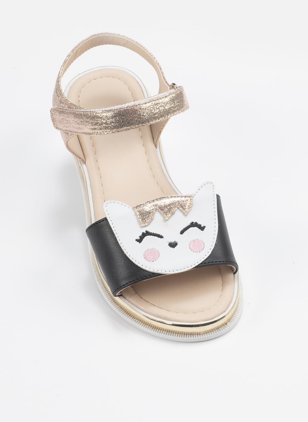 Gold Cat 3D Simli Kız Sandalet - Casabony Kids