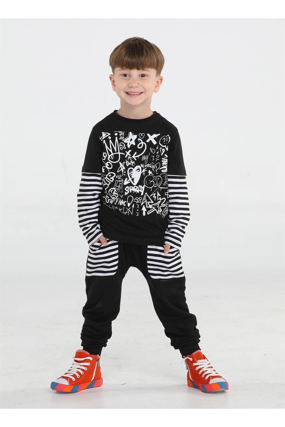 Grafiti Erkek Çocuk Pantolon + T-shirt Takım - Casabony Kids