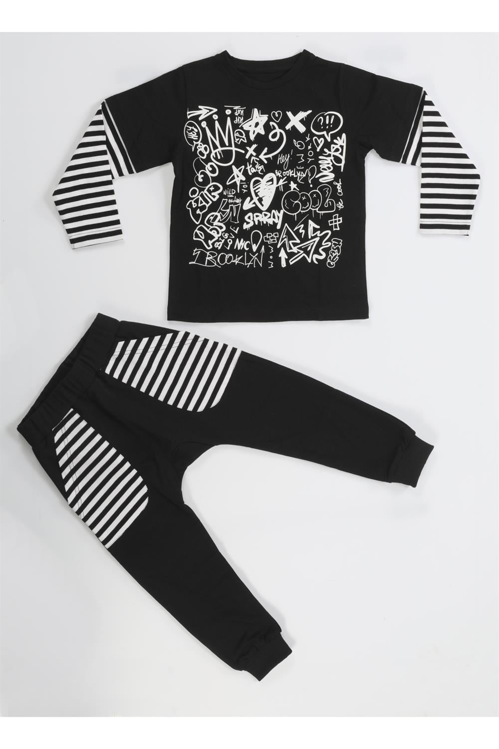 Grafiti Erkek Çocuk Pantolon + T-shirt Takım - Casabony Kids