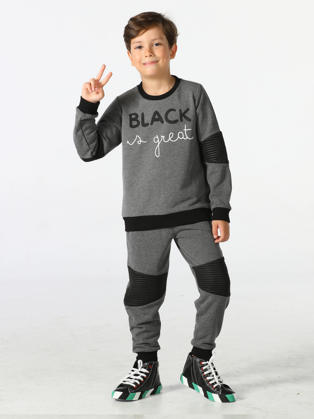 Great Black Antrasit Parçalı Eşofman Takım - Casabony Kids