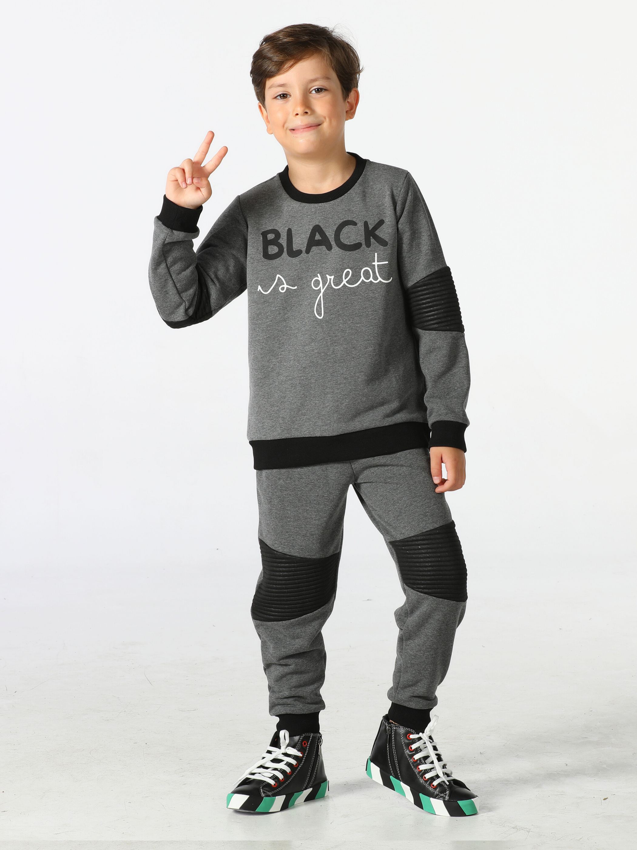 Great Black Antrasit Parçalı Eşofman Takım - Casabony Kids
