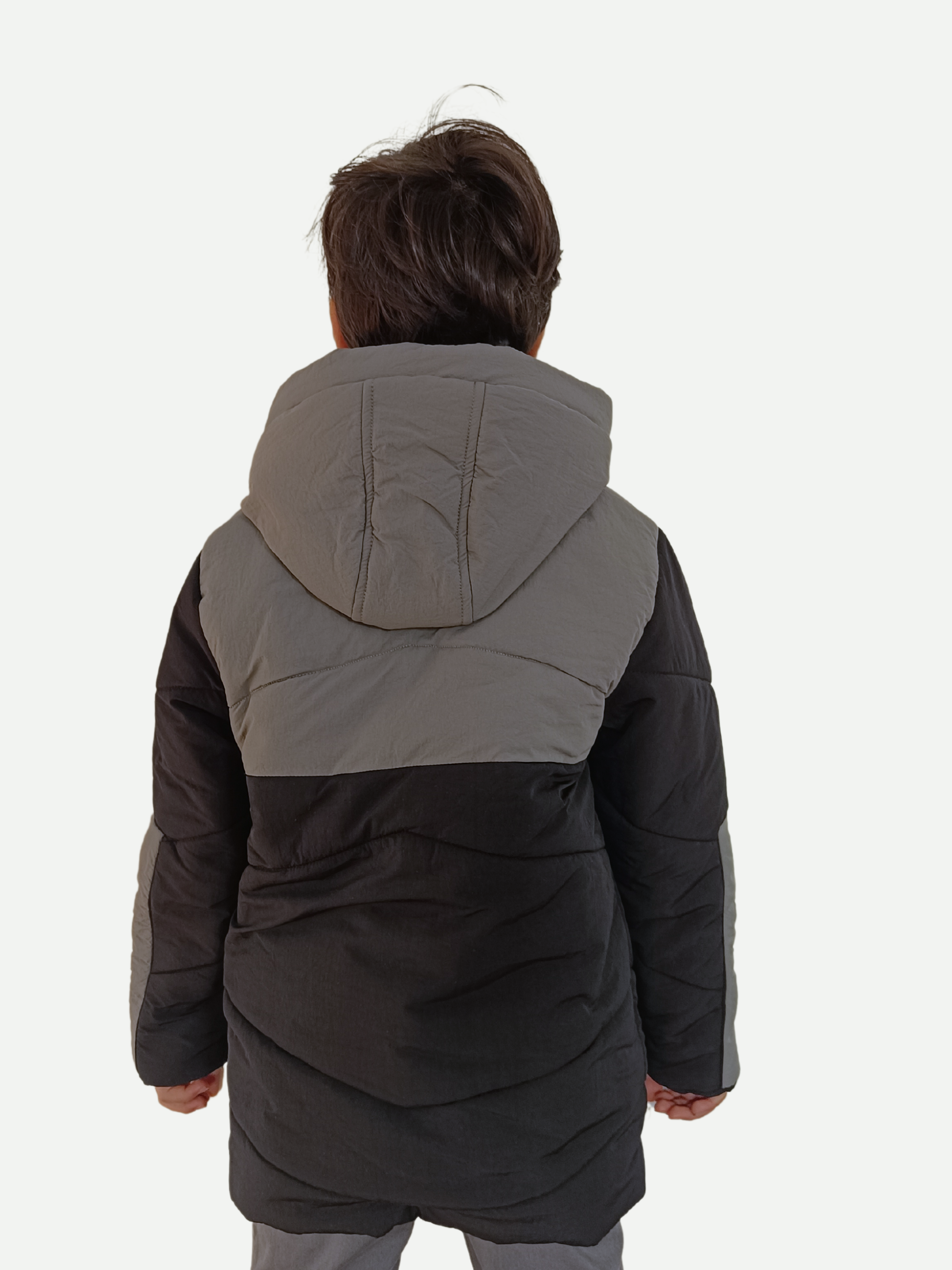 Gri Siyah Su Geçirmez Parçalı Elyaflı Unisex ÇocukMont - Casabony Kids