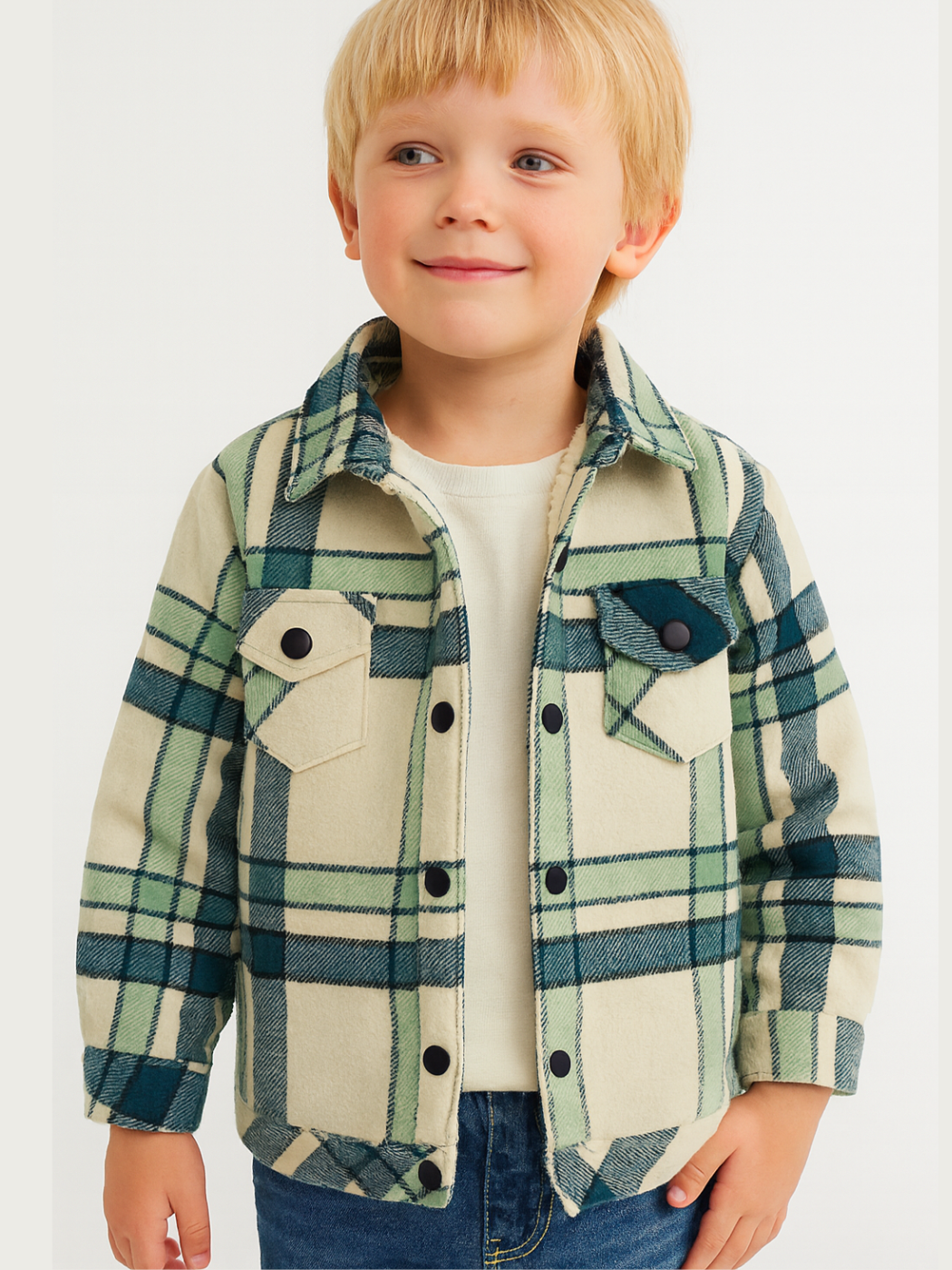Gri Unisex Çocuk Ekose Gömlek - Casabony Kids
