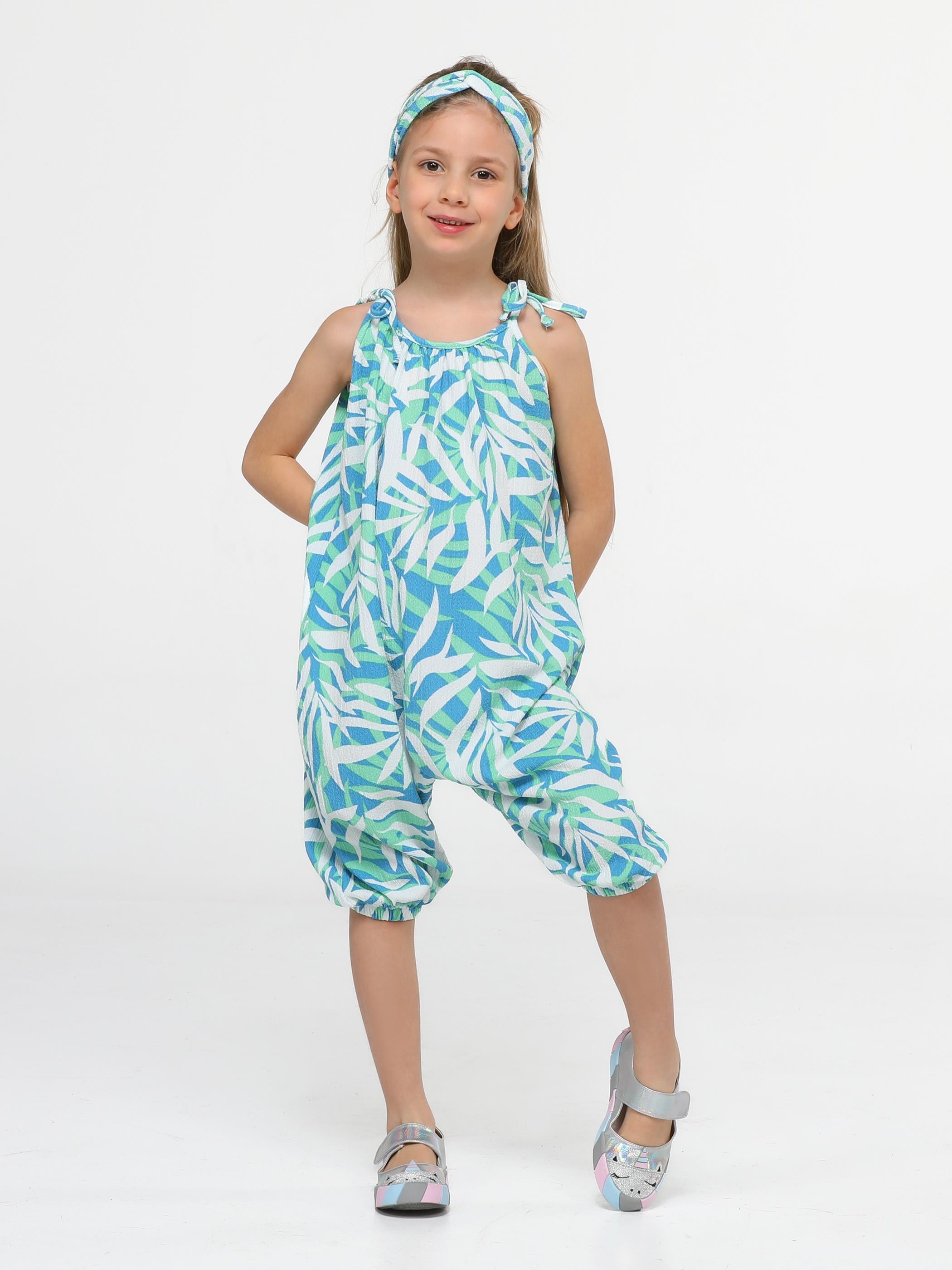 Hawaii Çiçekli Kız Tulum+Saç Bandı - Casabony Kids