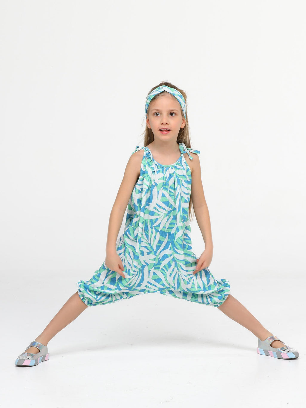 Hawaii Çiçekli Kız Tulum+Saç Bandı - Casabony Kids