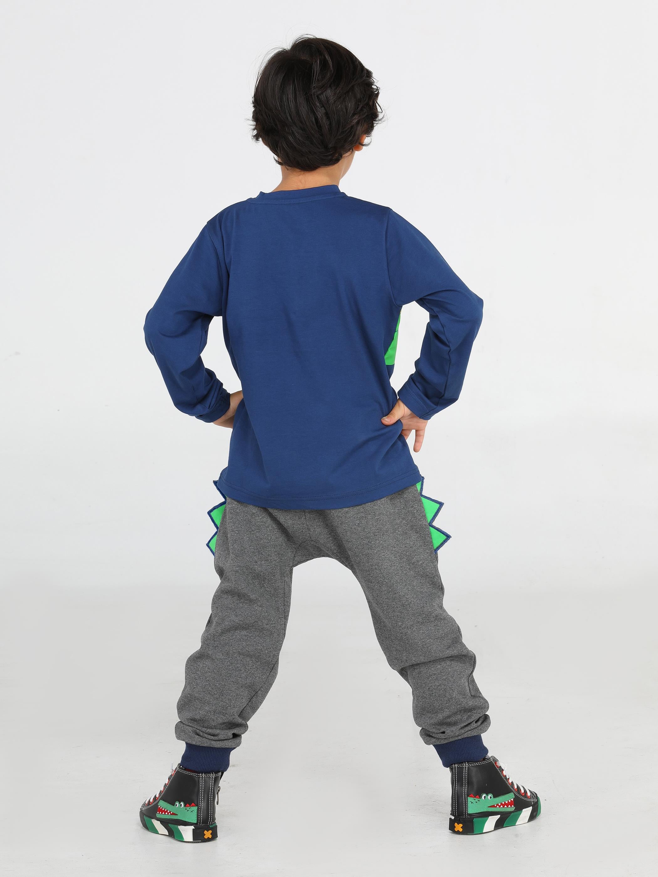 Hello Timsah Tırtırlı Baggy Pantolon + T-shirt Takım - Casabony Kids