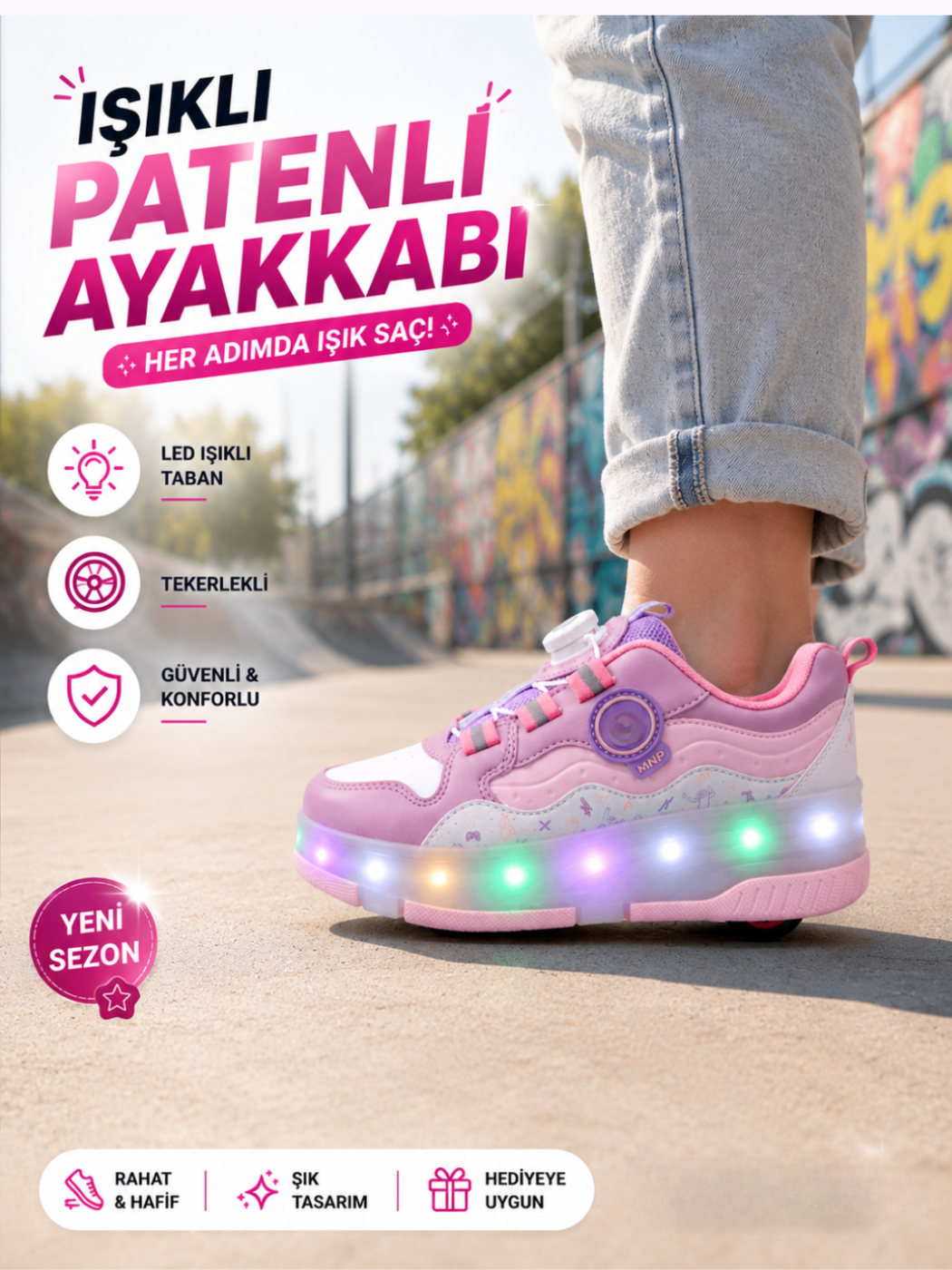 Işıklı Patenli Kız Çocuk Ayakkabı - Casabony Kids
