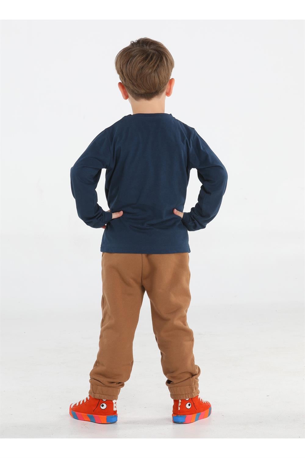 Kahve Yazılı Dino Jogger Pantolon + Tshirt Takım - Casabony Kids