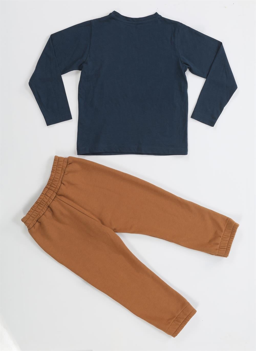 Kahve Yazılı Dino Jogger Pantolon + Tshirt Takım - Casabony Kids
