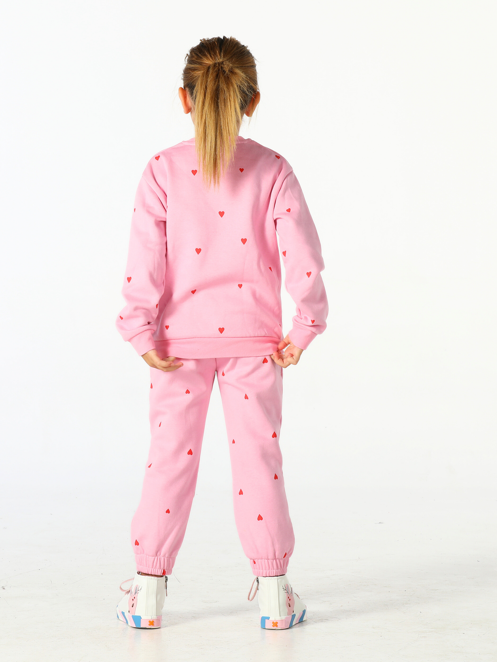 Kalp Desenli Girl Power Eşofman Takım - Casabony Kids