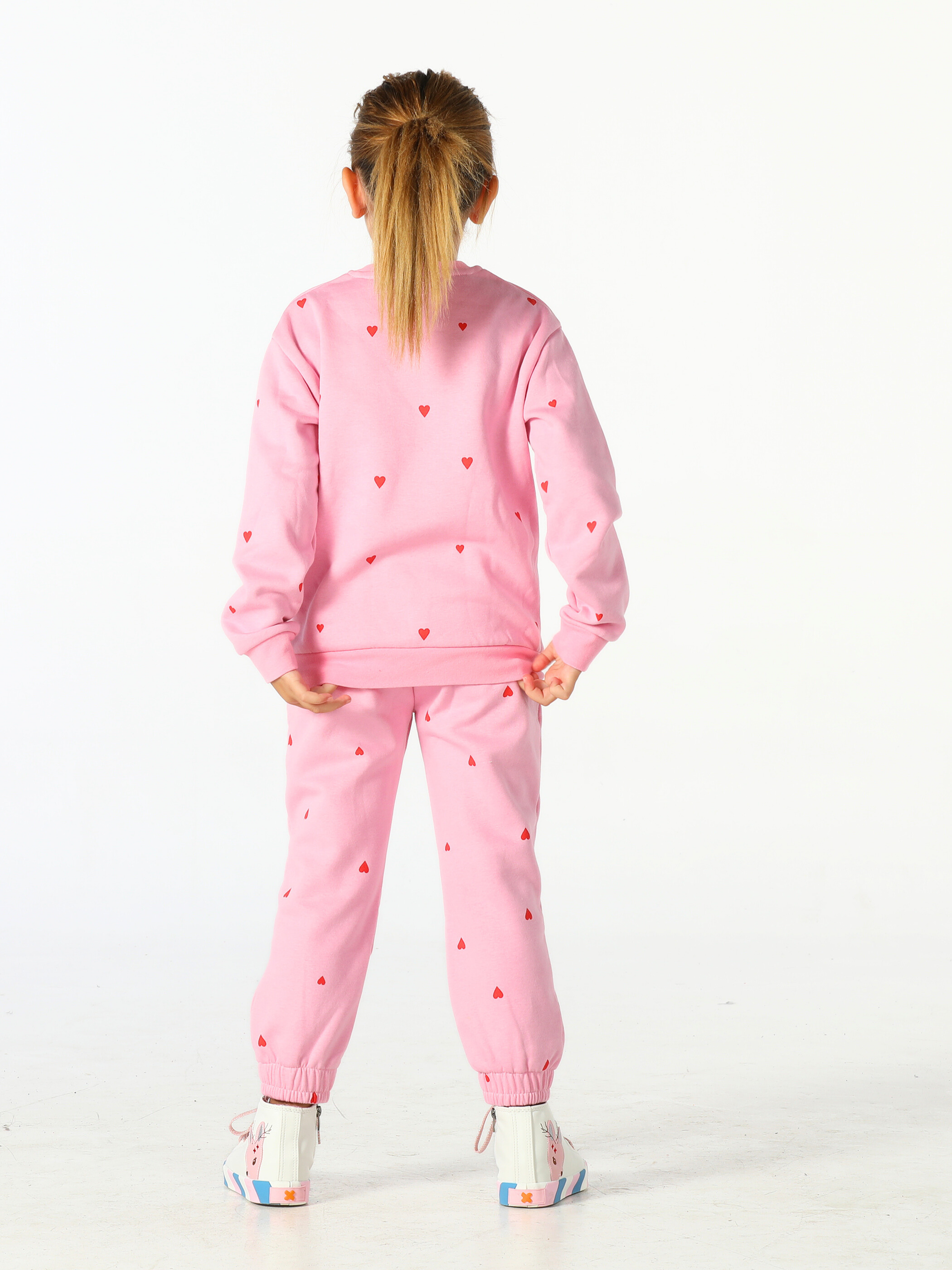 Kalp Desenli Girl Power Eşofman Takım - Casabony Kids