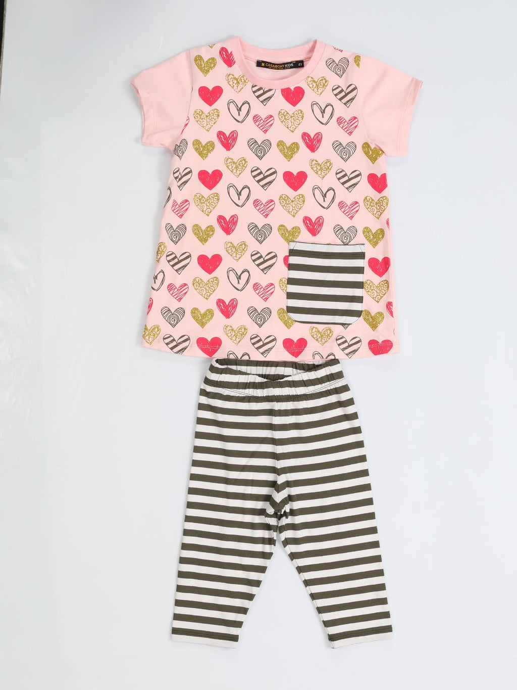 Kalp Yandan Cepli Tunik + Tayt Takım - Casabony Kids