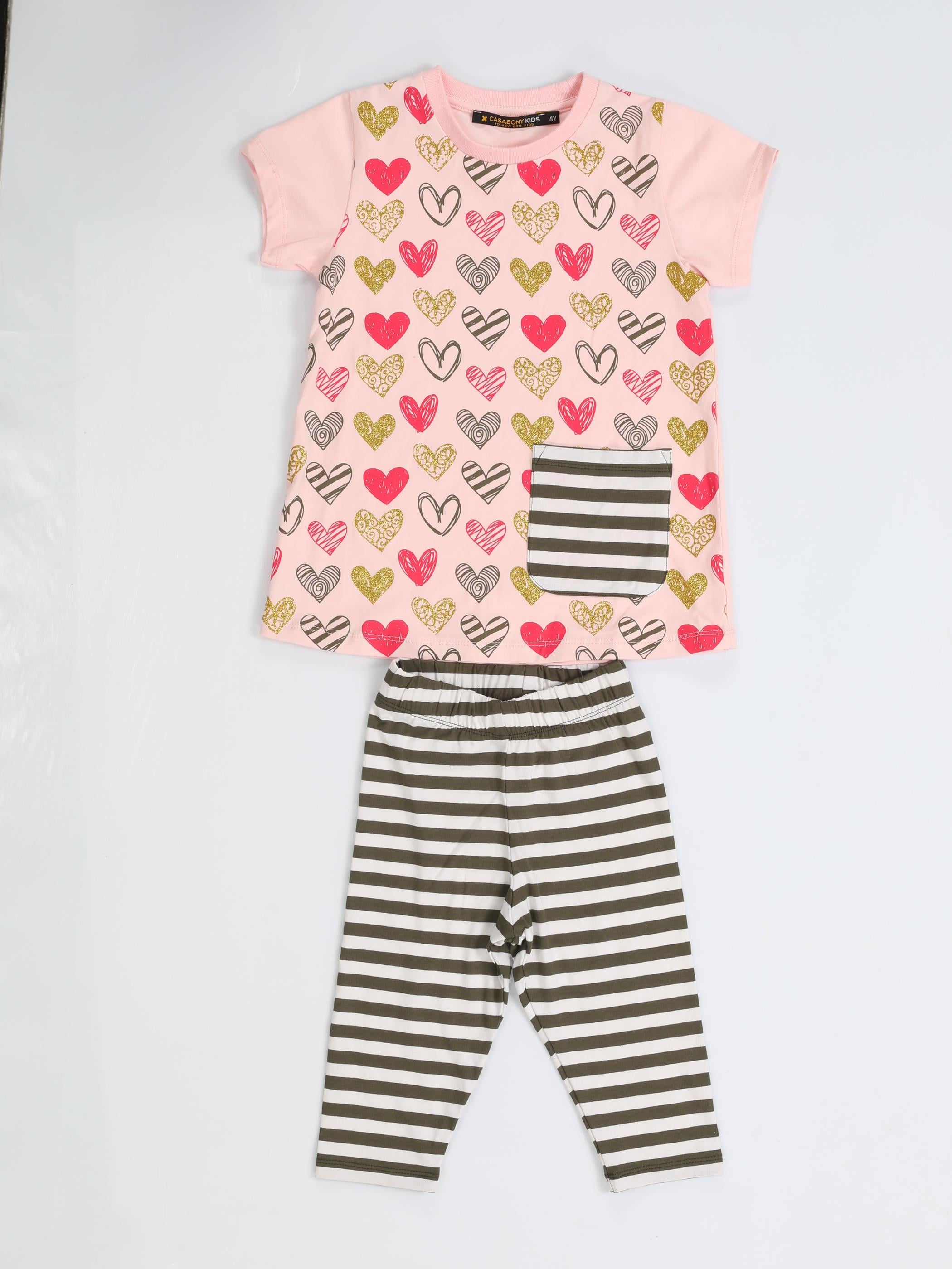 Kalp Yandan Cepli Tunik + Tayt Takım - Casabony Kids