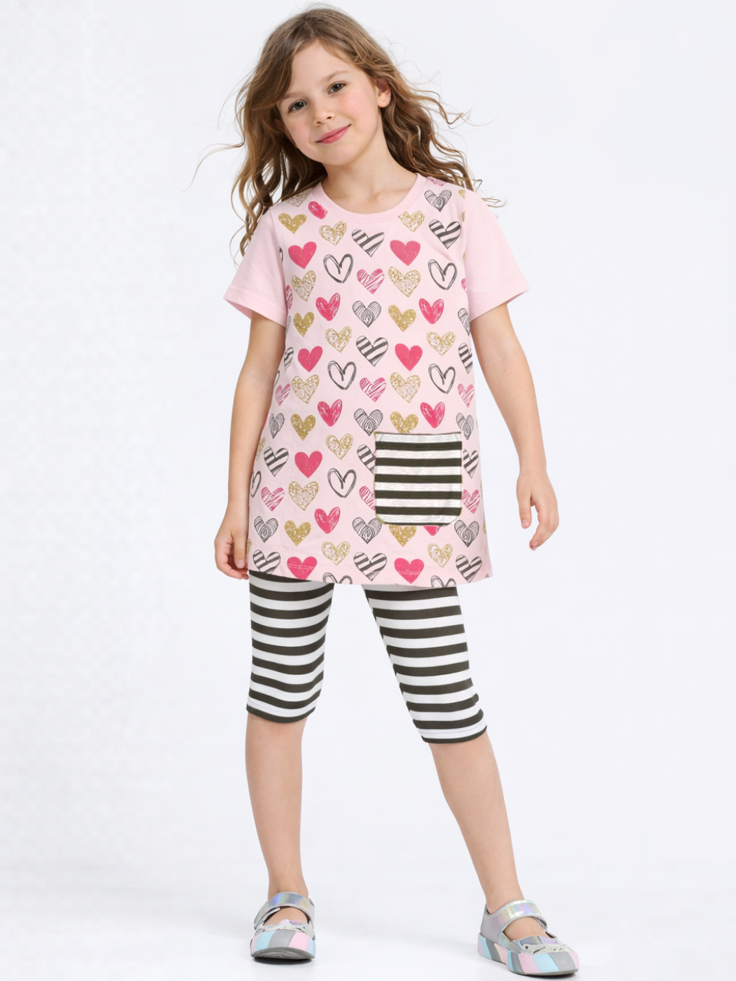 Kalp Yandan Cepli Tunik + Tayt Takım - Casabony Kids
