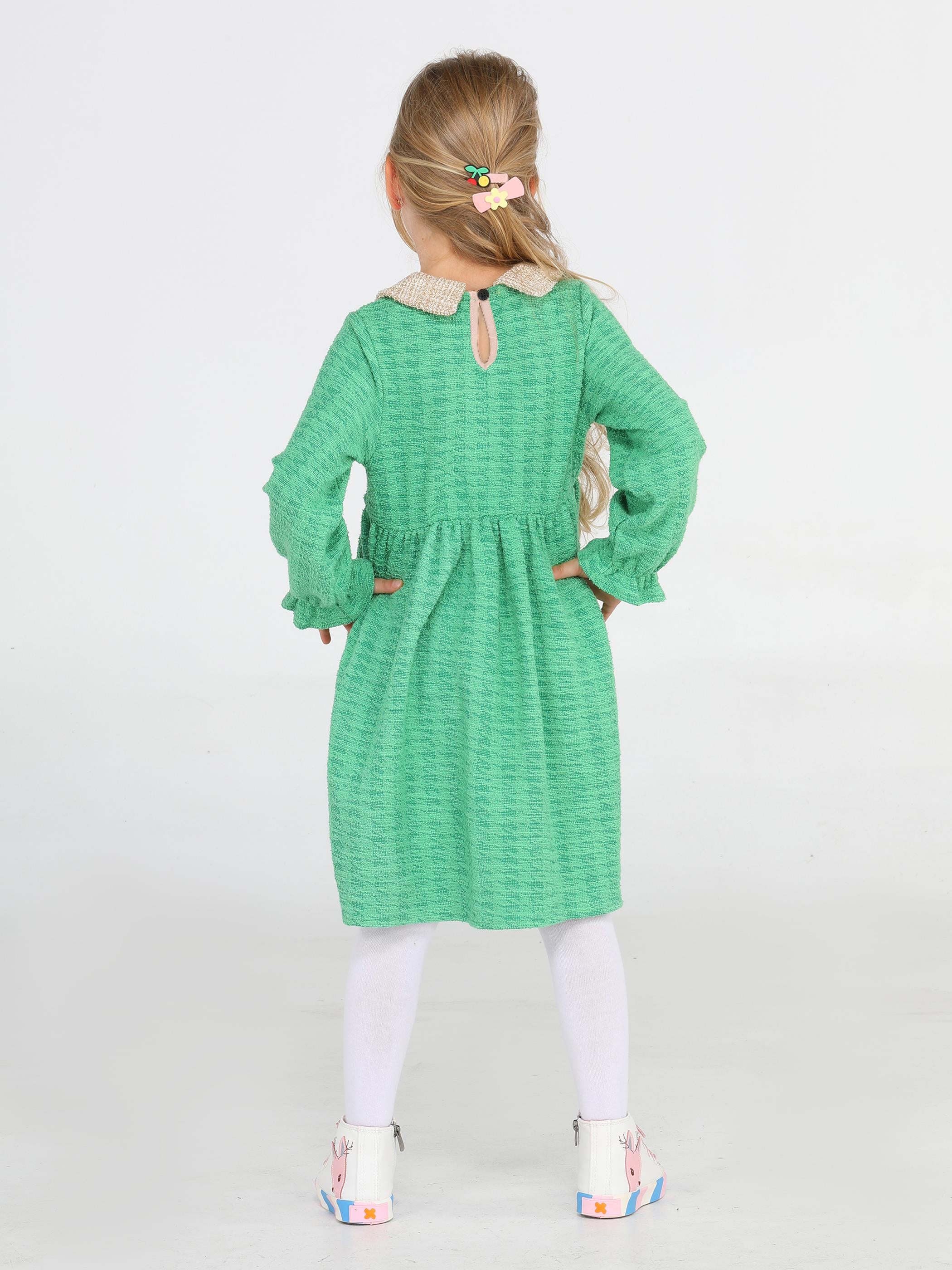 Kartanesi Yeşil Baby Yaka Kız Çocuk Elbise - Casabony Kids