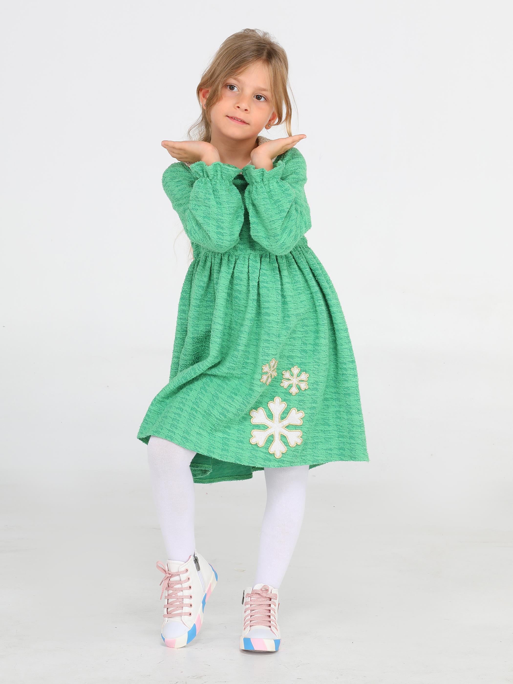 Kartanesi Yeşil Baby Yaka Kız Çocuk Elbise - Casabony Kids
