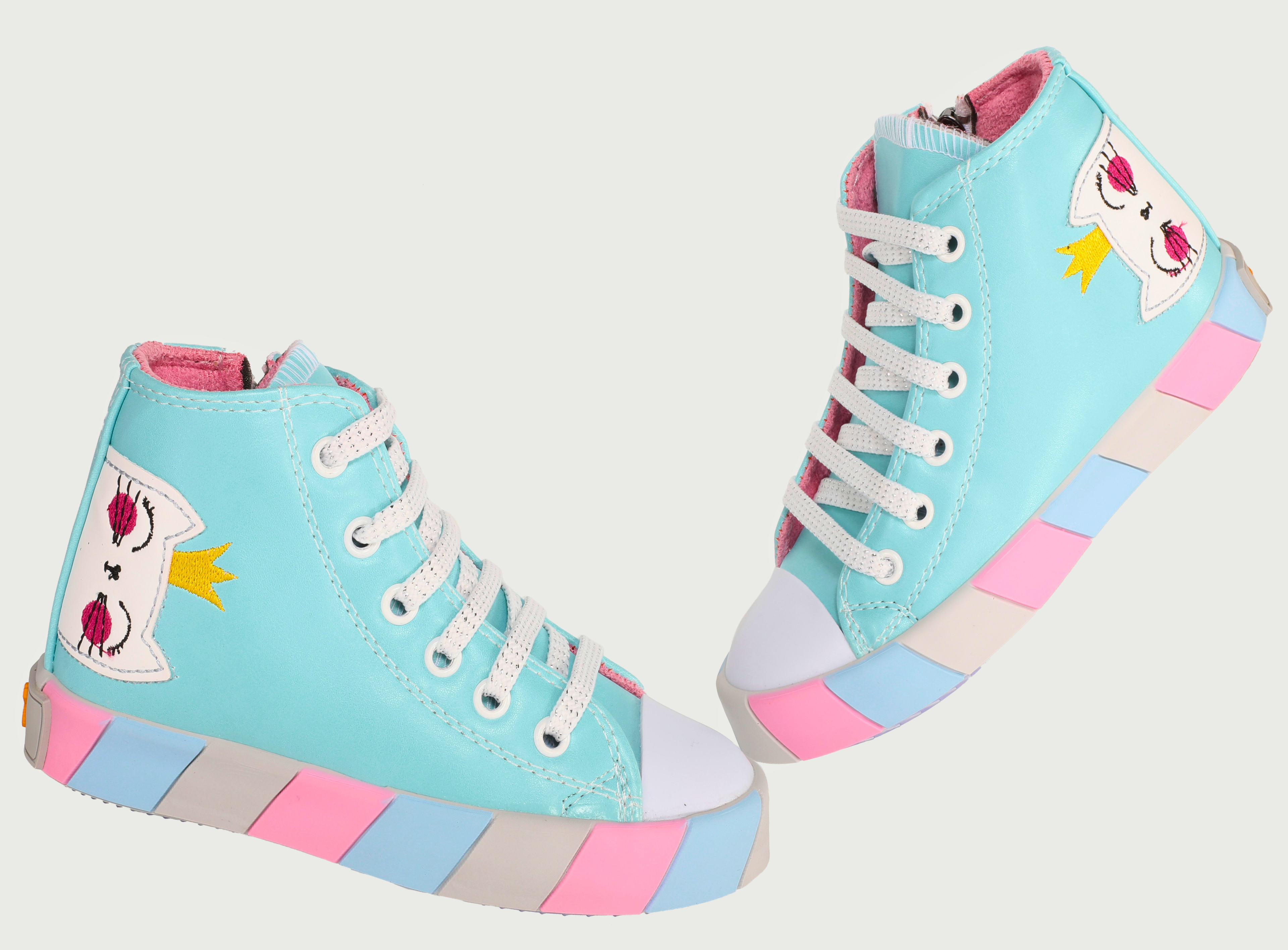 Kedi Prenses Mavi Kız Çocuk Sneakers - Casabony Kids