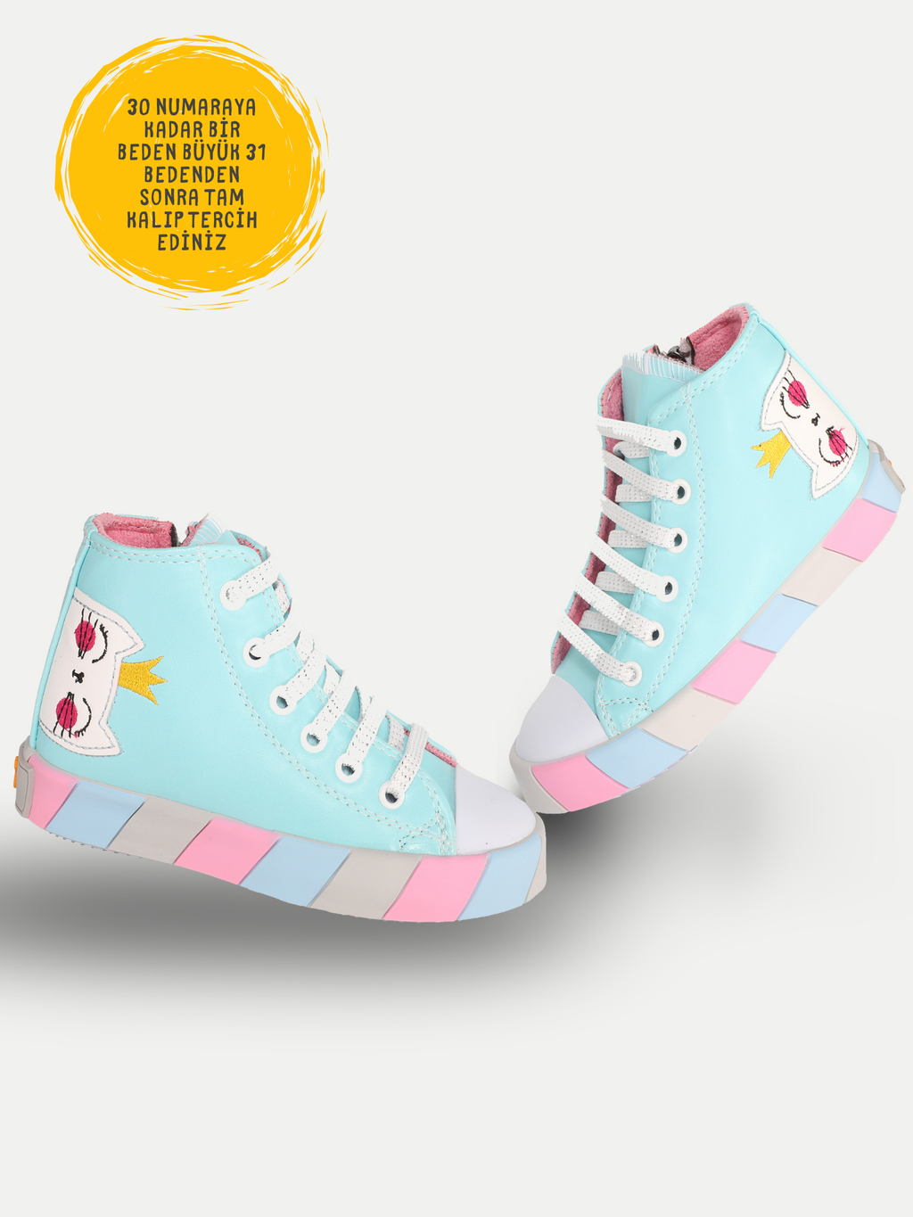 Kedi Prenses Mavi Kız Çocuk Sneakers - Casabony Kids