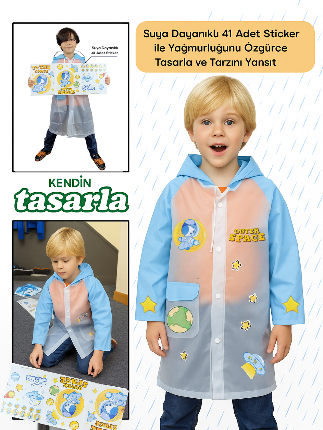 Kendin Tasarla Erkek Çocuk Yağmurluk - Casabony Kids