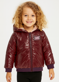 Kız Çocuk Elyaflı Kapüşonlu Bordo Mont - Casabony Kids
