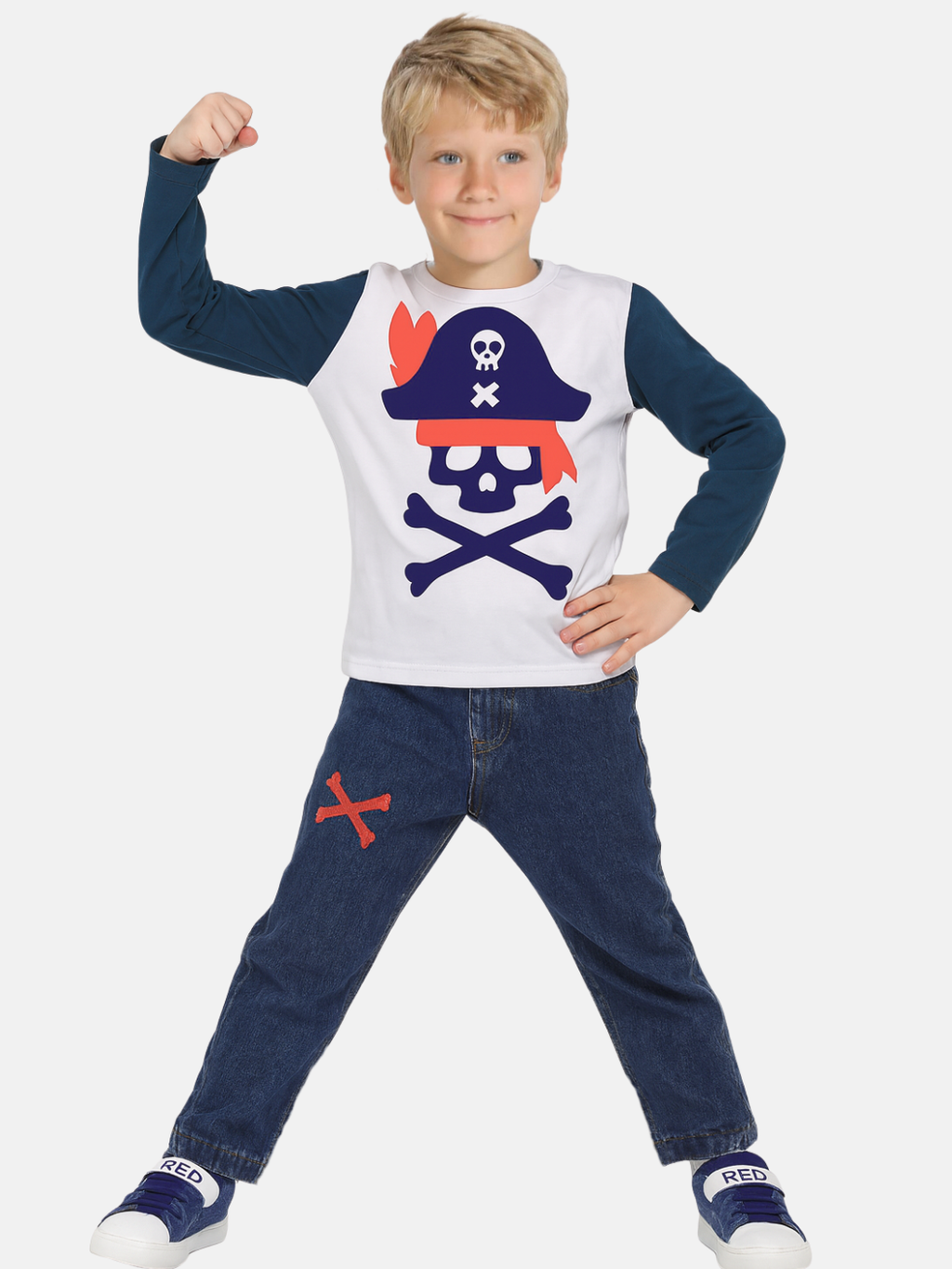 Korsan Denim Pantolon + T-shirt Takım - Casabony Kids