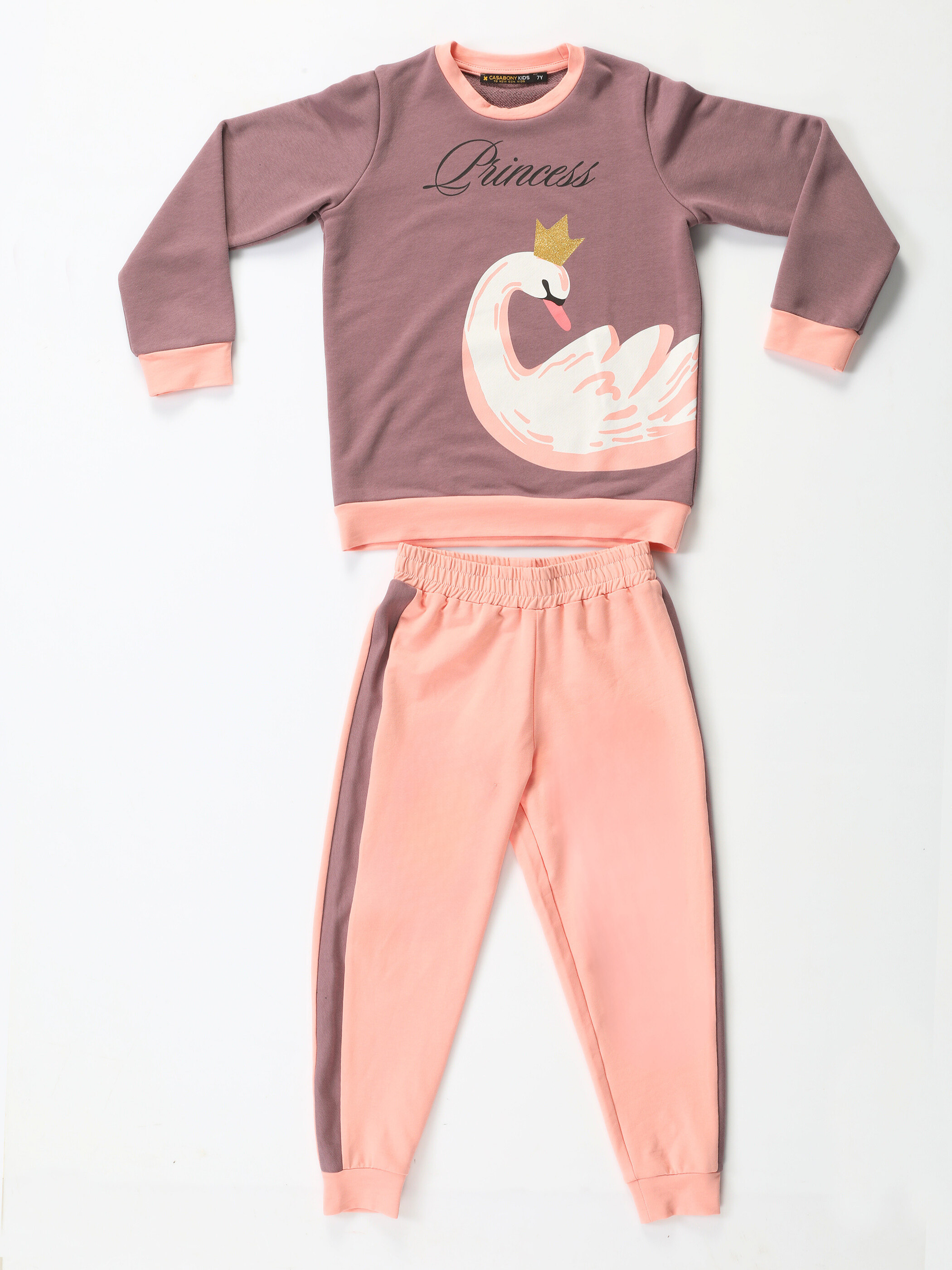 Kuğu Princess Lila- Pembe Eşofman Takım - Casabony Kids