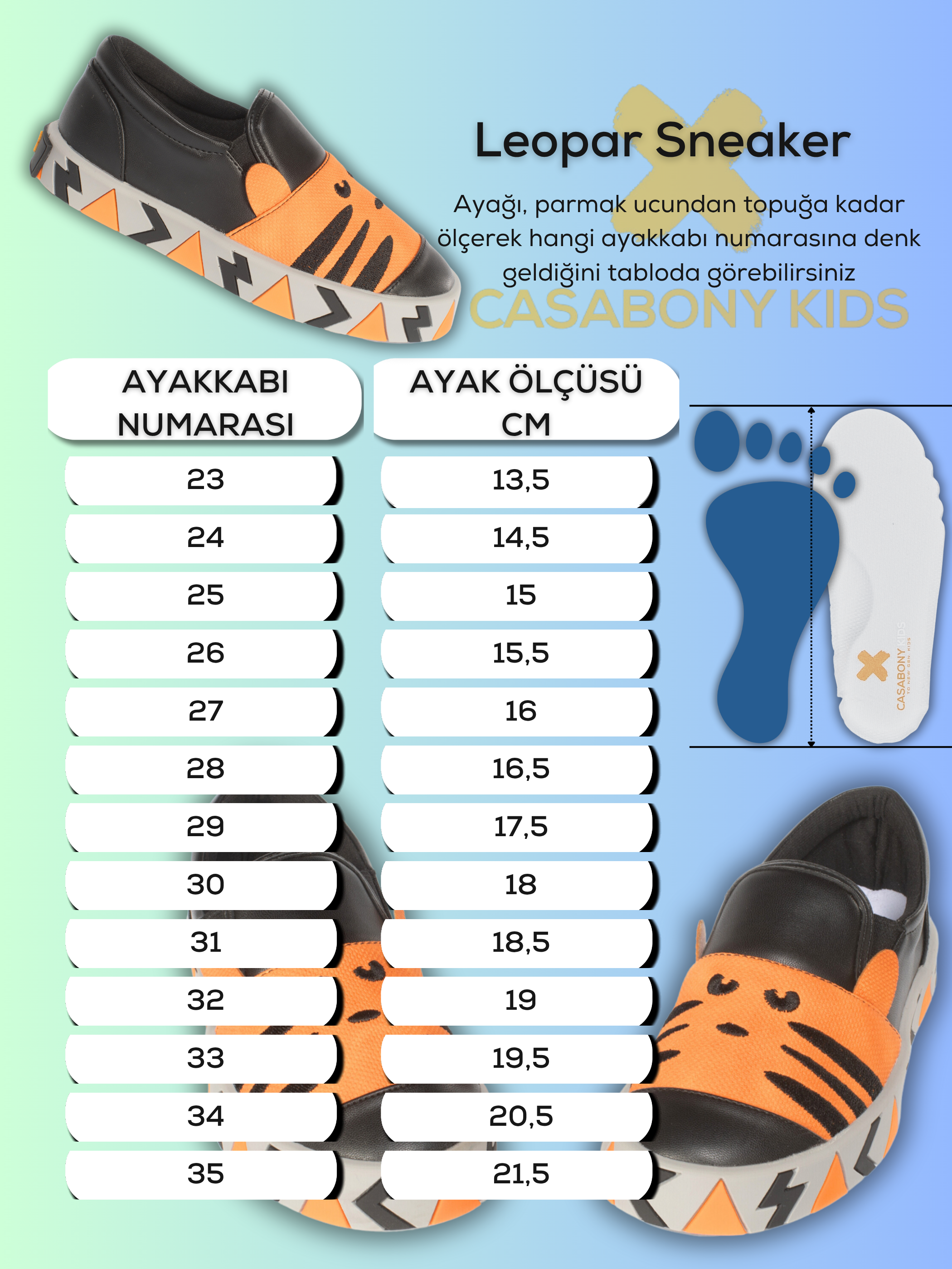 Leopar Erkek Çocuk Ortopedik Sneakers - Casabony Kids