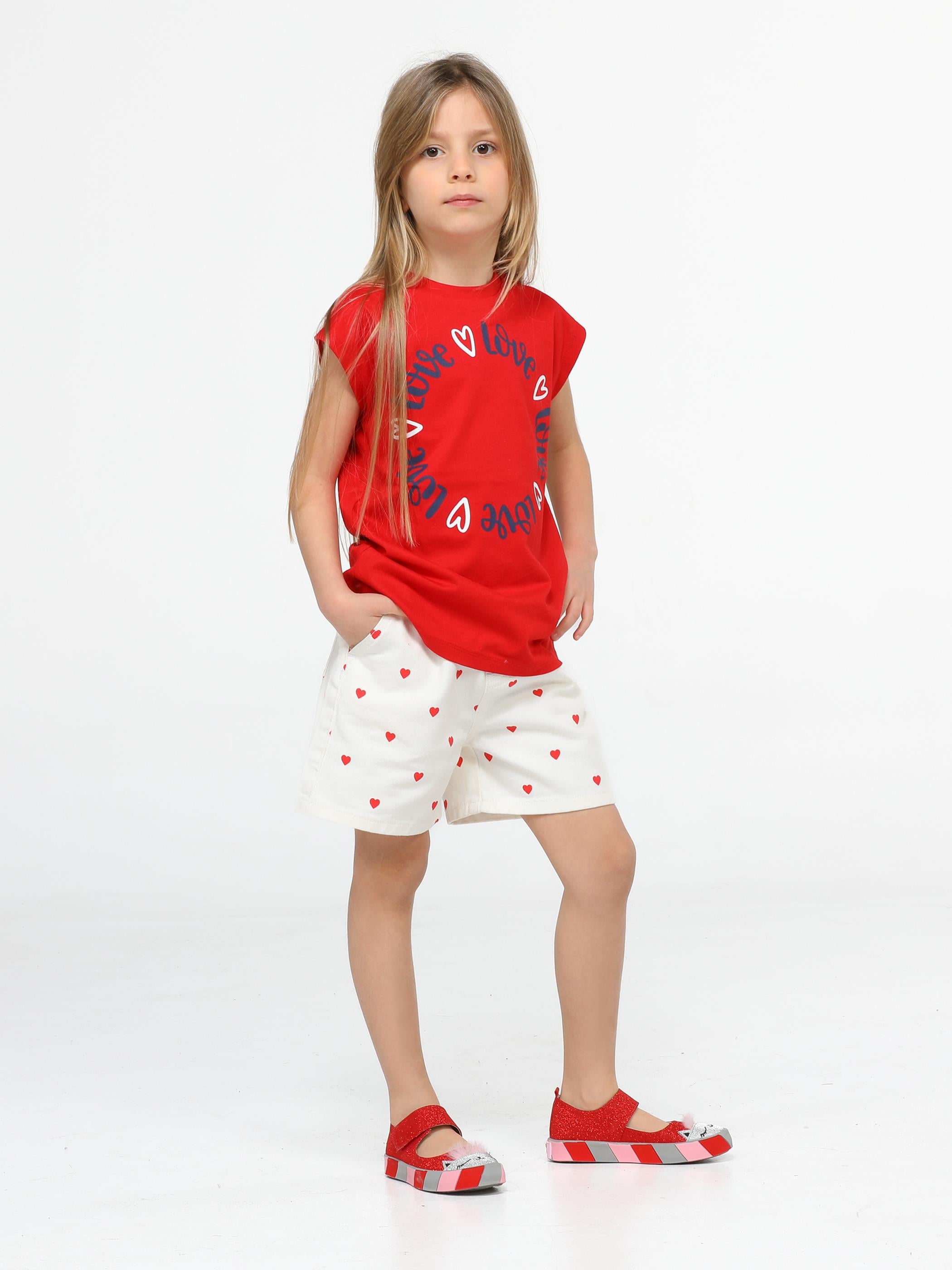 Love Kalpli Denim Şort Takım - Casabony Kids
