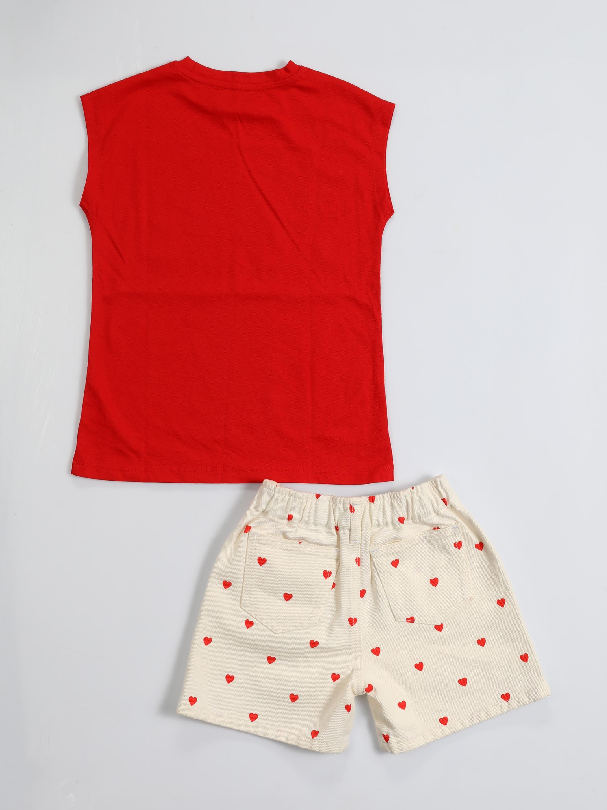 Love Kalpli Denim Şort Takım - Casabony Kids