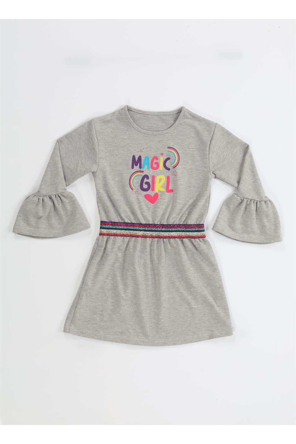 Magic Girl Gri Örme Kız Elbise - Casabony Kids