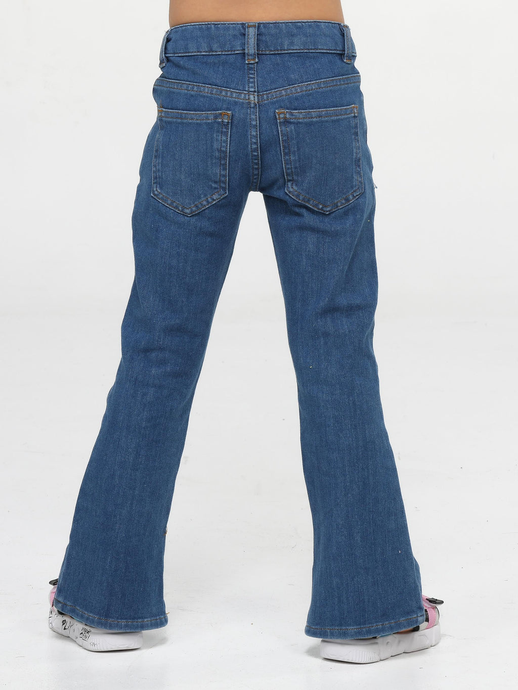 Mid Washed İspanyol Paça Yırtmaçlı Denim Pantolon - Casabony Kids