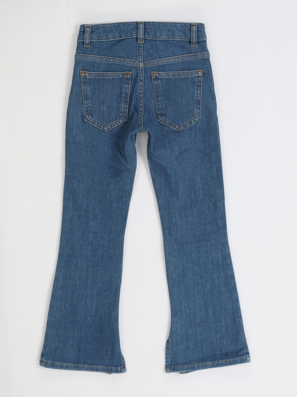 Mid Washed İspanyol Paça Yırtmaçlı Denim Pantolon - Casabony Kids