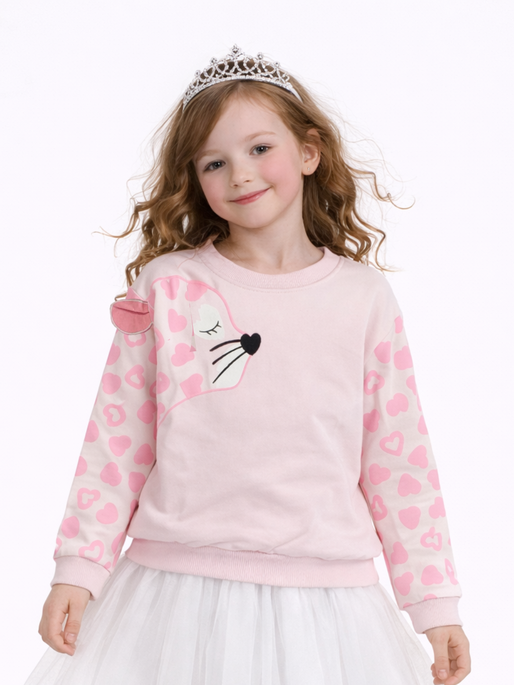 Minik Leopar Pembe Kız Çocuk SweatShirt - Casabony Kids