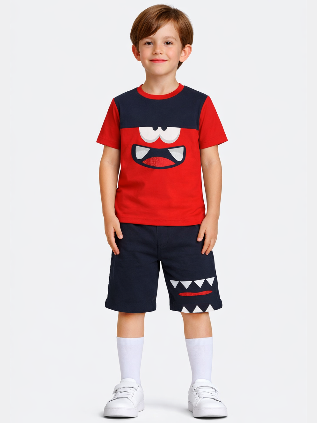 Monster Red Erkek Çocuk Şort Takım - Casabony Kids