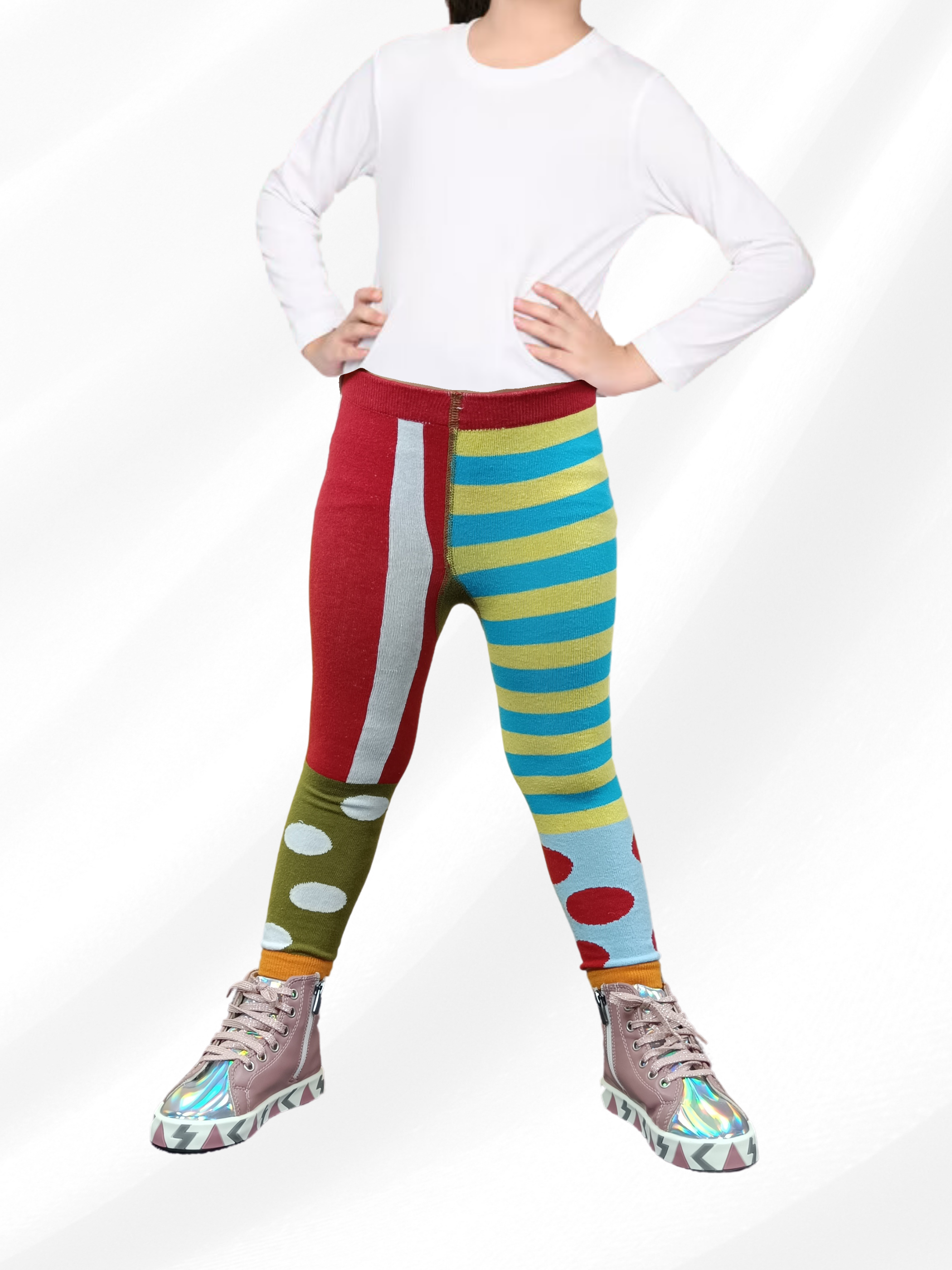 Multi Color Clown Kız Tayt - Casabony Kids