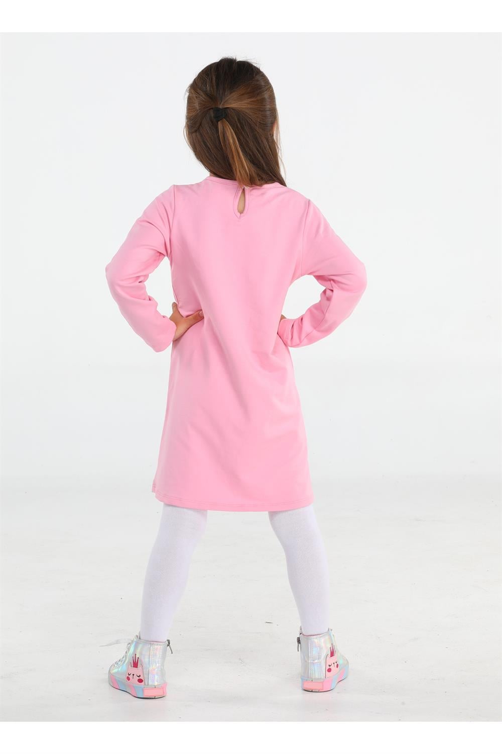 Muzip Zürafa Kız Çocuk Pembe Elbise - Casabony Kids