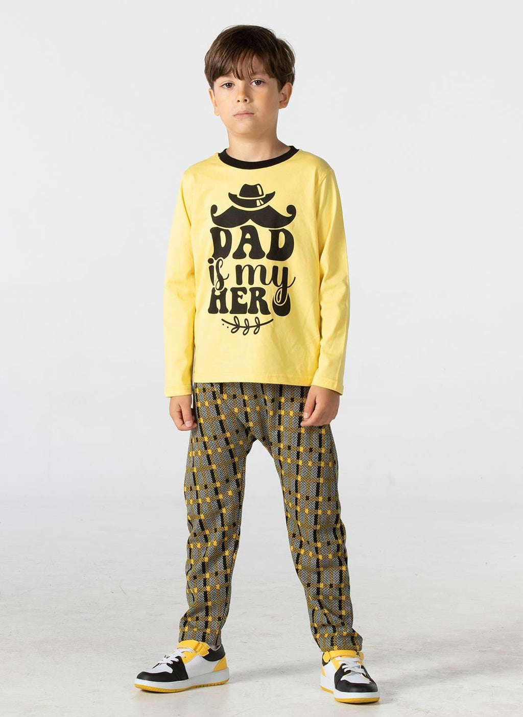 My Dad Ekose Erkek Çocuk Pantolon + T-shirt Takım - Casabony Kids