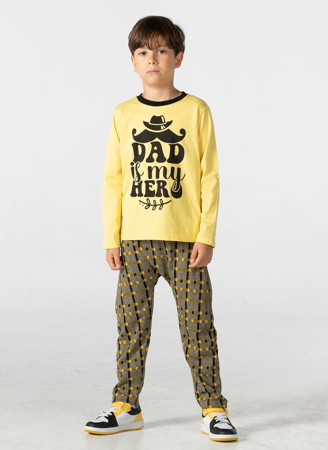 My Dad Ekose Erkek Çocuk Pantolon + T-shirt Takım - Casabony Kids