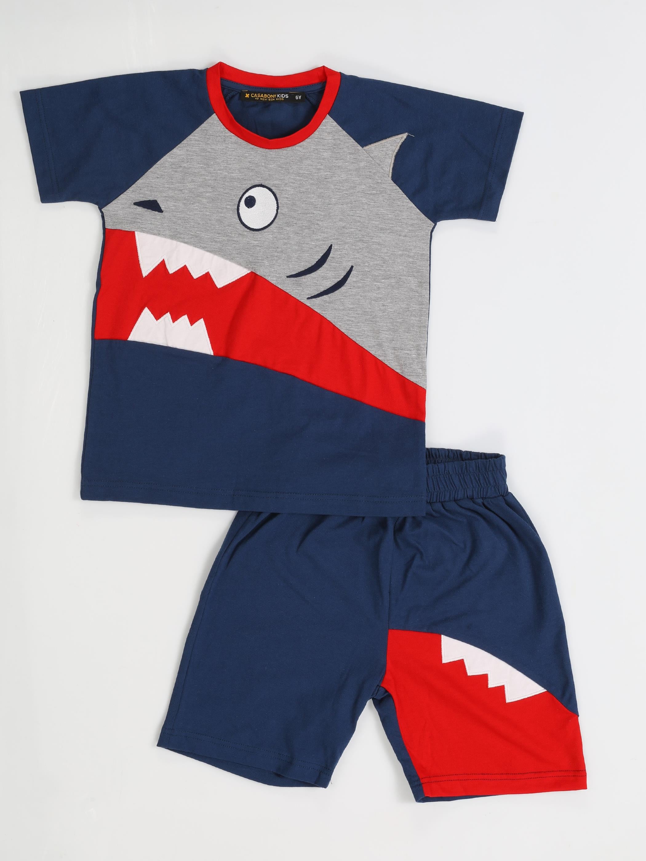 Navy Shark Erkek Çocuk Şort Takım - Casabony Kids
