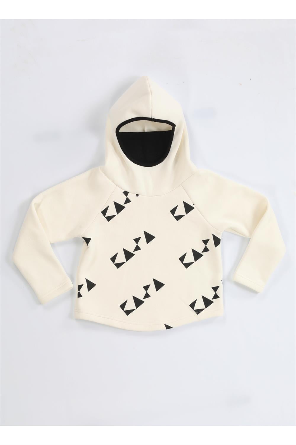Ninja Casa Baskılı Ekru Unisex Sweatshirt - Casabony Kids