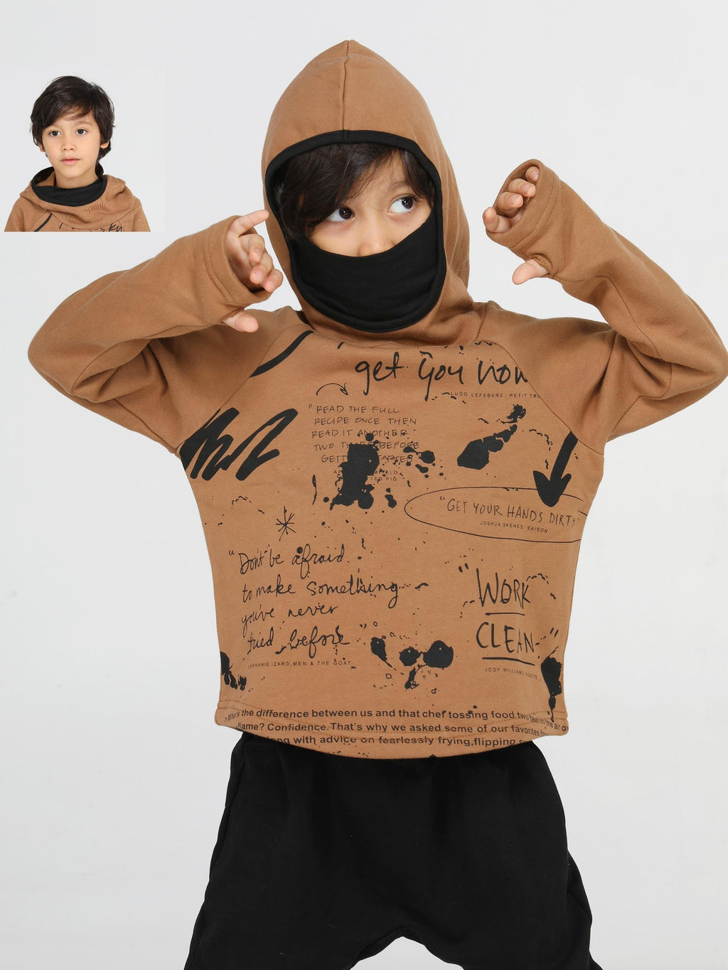Ninja New Shape Kahve Unisex Sweatshirt - Casabony Kids