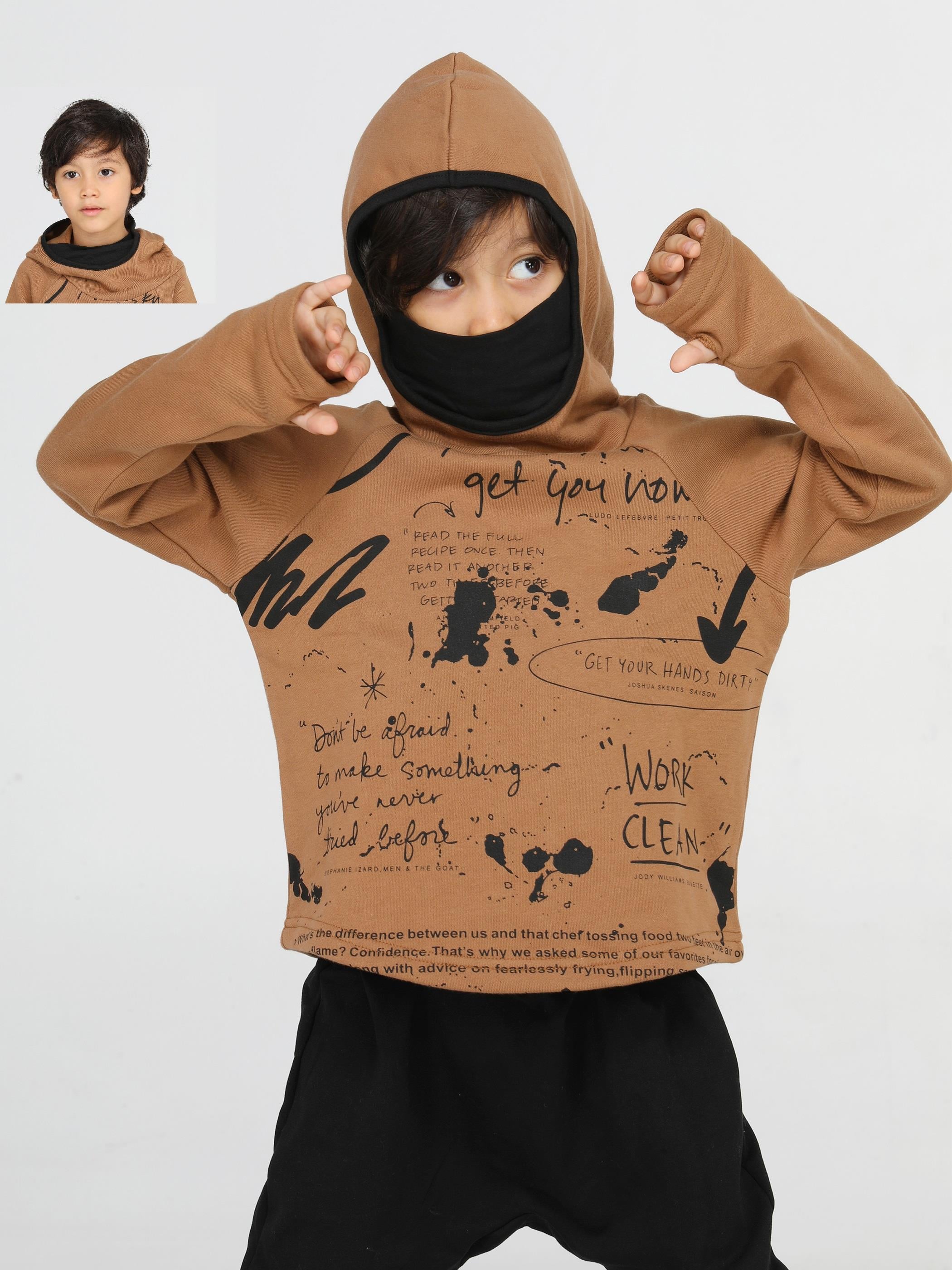 Ninja New Shape Kahve Unisex Sweatshirt - Casabony Kids