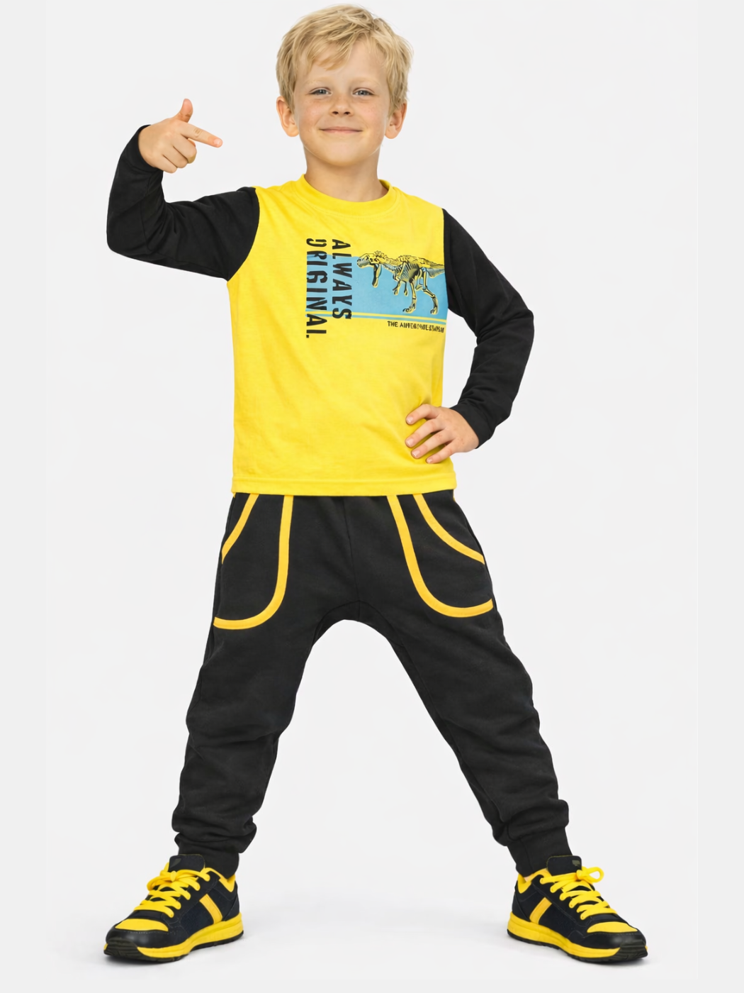 Original Dino Pantolon + T-shirt Takım - Casabony Kids