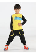 Original T-rex Sarı - Siyah Pantolon + T-shirt Takım - Casabony Kids